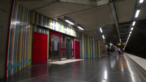 Estación Metro Arte Metro Estocolmo Suecia Video Uhd — Vídeos de Stock