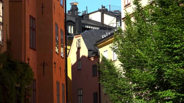 Dächer Alter Häuser Zentrum Von Stockholm Altstadt Schweden Video Uhd — Stockvideo