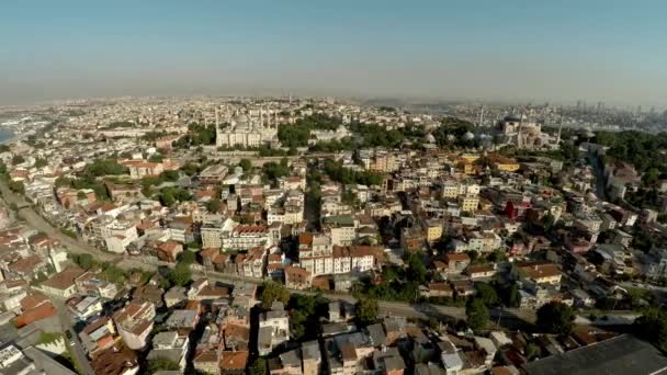Luchtfoto Blauwe Moskee Sultan Ahmed Moskee Istanbul Turkije Video Uhd — Stockvideo