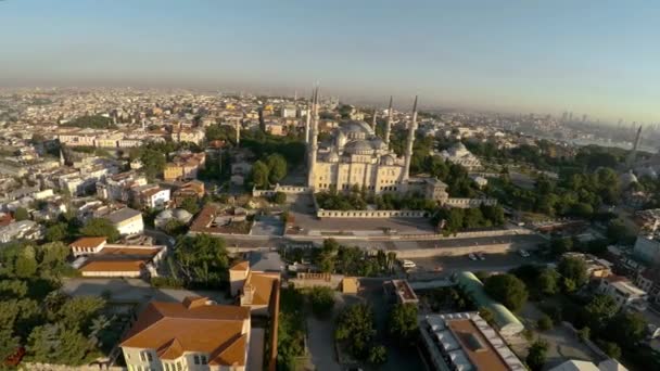 Luchtfoto Blauwe Moskee Sultan Ahmed Moskee Istanbul Turkije Video Uhd — Stockvideo