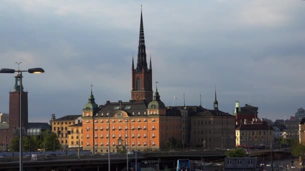 Vista Gamla Stan Estocolmo Ciudad Vieja Suecia Video Uhd — Vídeo de stock