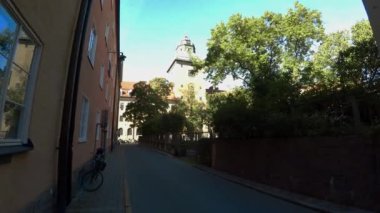 Stockholm 'deki kilise. İsveç. 4K 'da video, UHD