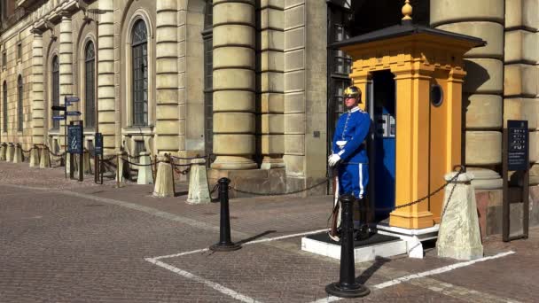 Garde Honneur Palais Royal Stockholm Suède Vidéo Uhd — Video