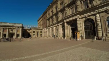 Stockholm 'deki Kraliyet Sarayı. İsveç. 4K 'da video, UHD