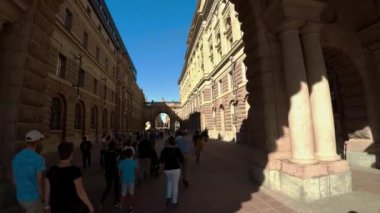 Stockholm 'deki Reichstag binası. İsveç. 4K 'da video, UHD