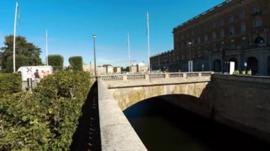 Stockholm 'deki Reichstag binası. İsveç. 4K 'da video, UHD
