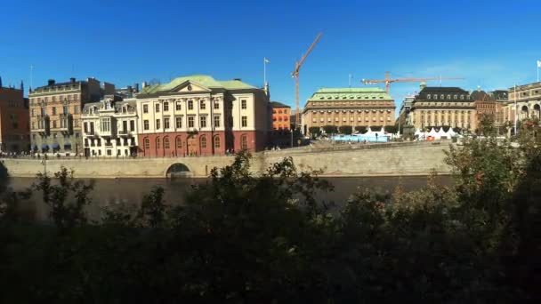 Stockholm Oude Stad Architectuur Oude Huizen Straten Wijken Zweden Video — Stockvideo