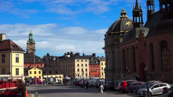 Stockholm Oraşul Vechi Arhitectură Case Vechi Străzi Cartiere Suedia Video — Videoclip de stoc