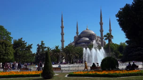 Стамбул Турция Период 2017 Года Голубой Огонек Мечеть Султана Ахмеда — стоковое видео