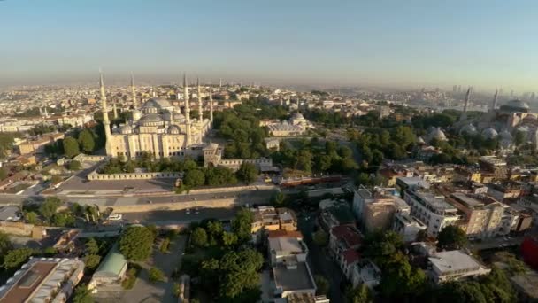 Widok Lotu Ptaka Błękitny Meczet Meczet Sułtana Ahmeda Stambule Turcja — Wideo stockowe