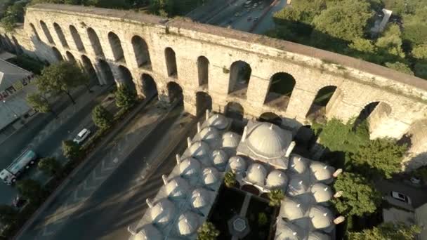Widok Lotu Ptaka Akwedukt Valente Stambule Bozdojan Kemeri Rzymski Most — Wideo stockowe