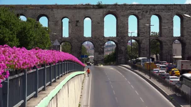 Istanbul Turquía Verano 2017 Acueducto Romano Valente Estambul Pavo Video — Vídeos de Stock