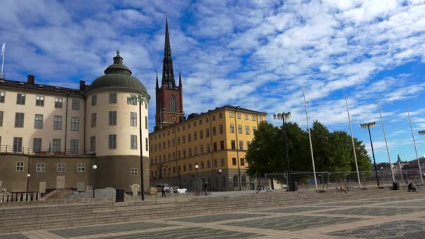 Kościół Riddarholmen Sztokholmie Szwecja Film Rozdzielczości Uhd — Wideo stockowe