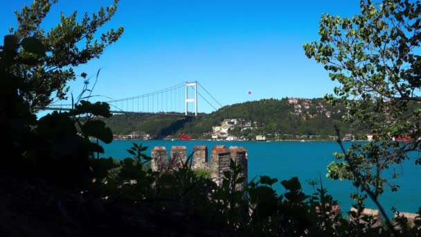 Стамбул Туркер Лето 2017 Крепость Румели Хисари Стамбуле Индейка Видео — стоковое видео