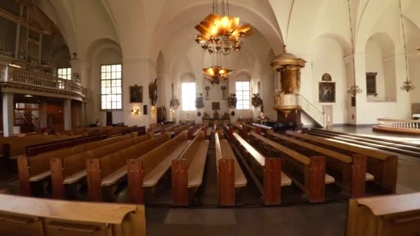 Wnętrza Kościoła Sztokholm Szwecja Wideo Rozdzielczości Uhd Czas Rzeczywisty — Wideo stockowe