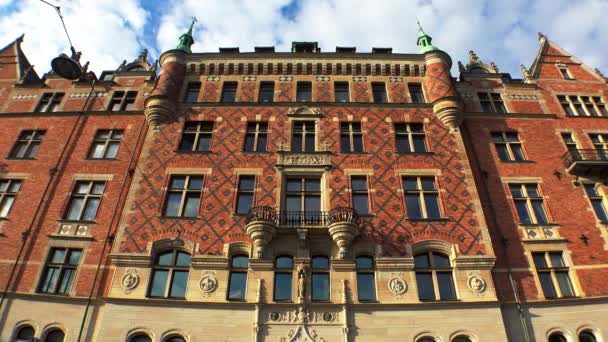 Stockholm Altstadt Architektur Alte Häuser Straßen Und Stadtviertel Schweden Video — Stockvideo