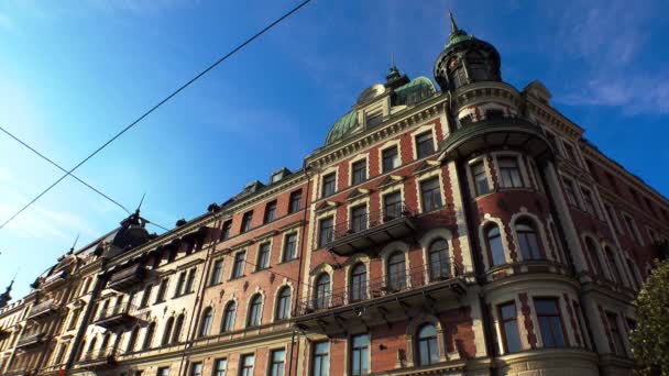 Stockholm Eski Kasaba Mimarlık Eski Evler Sokaklar Mahalleler Sveç Video — Stok video