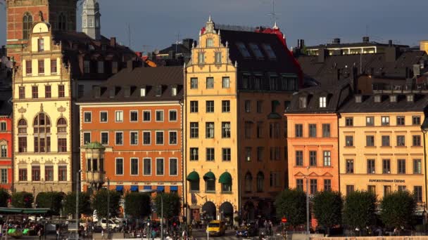 Stockholm Deki Gamla Stan Görüntüsü Eski Şehir Sveç Video Uhd — Stok video