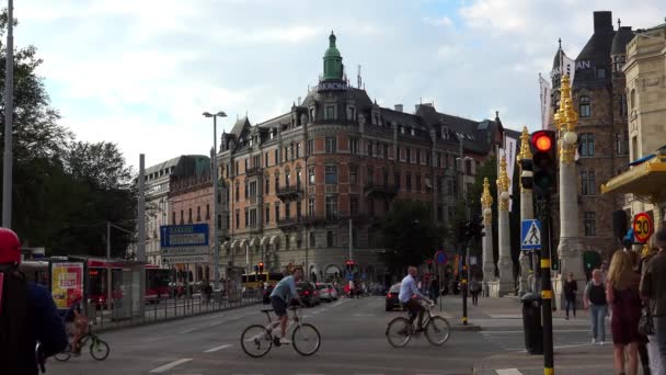 Stockholm Oude Stad Architectuur Oude Huizen Straten Wijken Zweden Video — Stockvideo