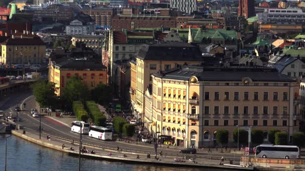 Vista Gamla Stan Estocolmo Ciudad Vieja Suecia Video Uhd — Vídeo de stock