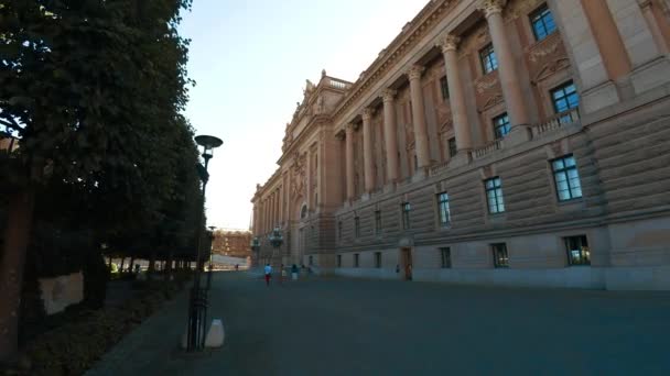 Reichstag Gebouw Stockholm Zweden Video Uhd — Stockvideo