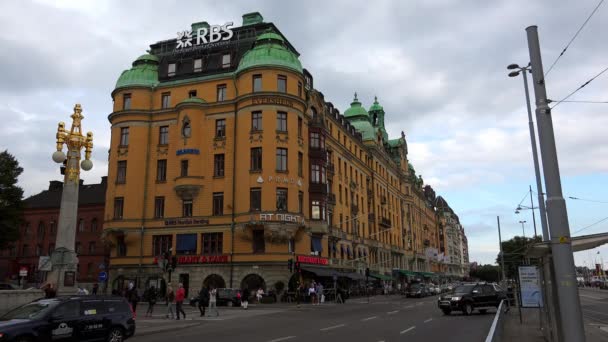 Stockholm Oude Stad Architectuur Oude Huizen Straten Wijken Zweden Video — Stockvideo