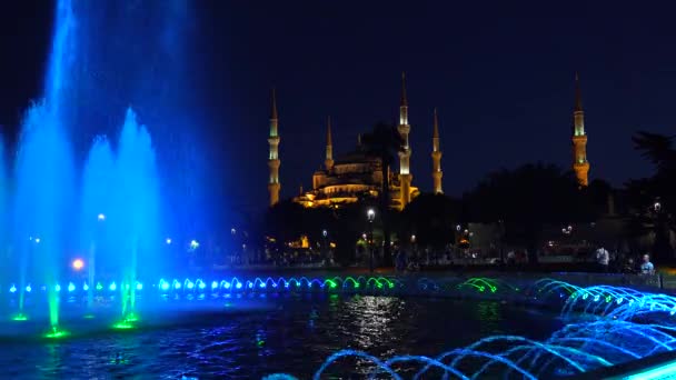 Błękitny Meczet Dobranoc Meczet Sułtana Ahmeda Stambule Turcja Film Rozdzielczości — Wideo stockowe