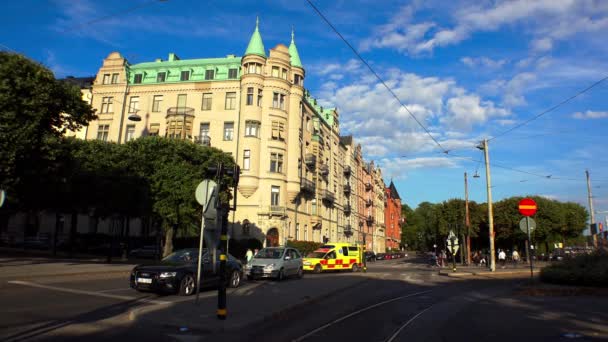 Sztokholm Stare Miasto Architektura Stare Domy Ulice Dzielnice Szwecja Film — Wideo stockowe