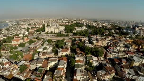 Letecký Pohled Modrá Mešita Mešita Sultána Ahmeda Istanbulu Krocan Video — Stock video