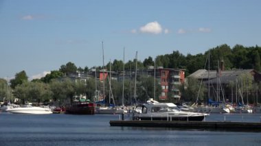 Marina, Lappeenranta limanda. Finlandiya. 4k.
