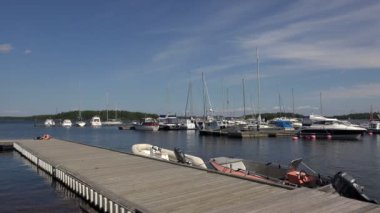 Marina, Lappeenranta limanda. Finlandiya. 4k.