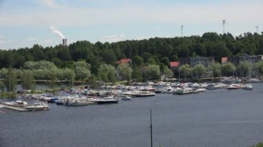 Marina, Lappeenranta limanda. Finlandiya. 4k.