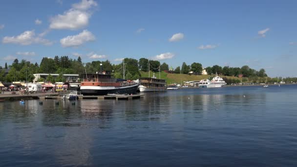 Marina, do portu w Lappeenranta. Finlandia. 4k. — Wideo stockowe