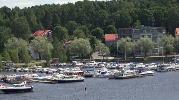 Marina, the harbour in Lappeenranta. Finland. 4K. — Stock Video