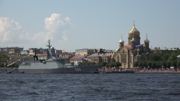 Russian military naval ship — Stock Video