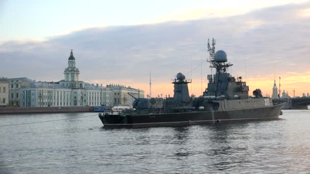 Buque naval militar ruso — Vídeo de stock