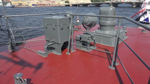 Cubierta nave naval rusa de combate. 4K . — Vídeos de Stock