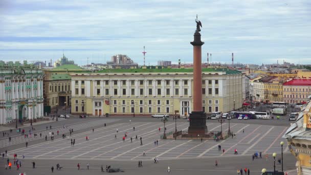 Petersburg. Blick vom Dach. Der Schlossplatz. 4k. — Stockvideo