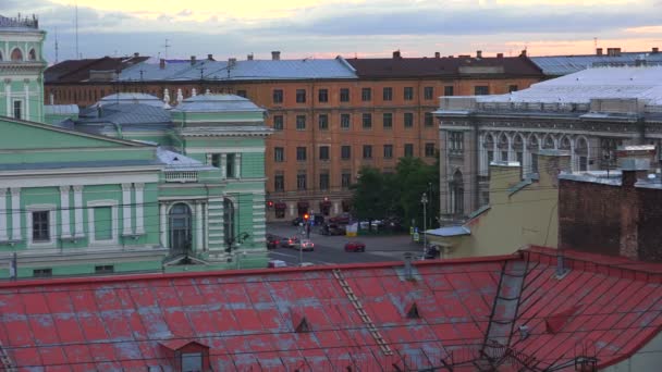 Petersburg. Utsikt från taket. Centrum av staden. 4k. — Stockvideo