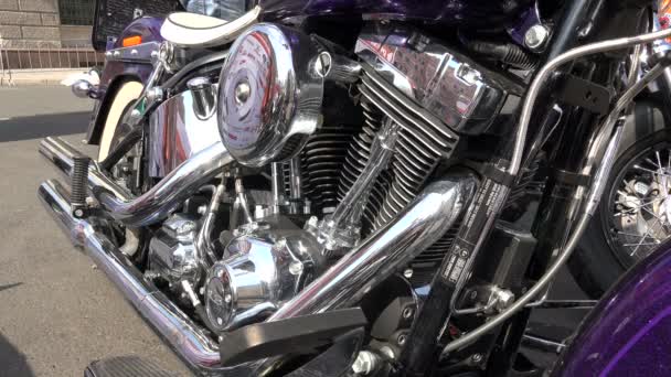 Motor Harley Davidson bike.4K. San Petersburgo, verano de 2014 . — Vídeos de Stock