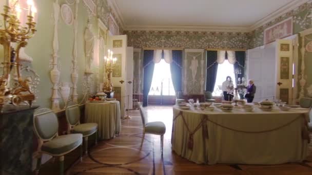 华丽的房间里和室内装饰的凯瑟琳宫圣彼得斯堡. — 图库视频影像