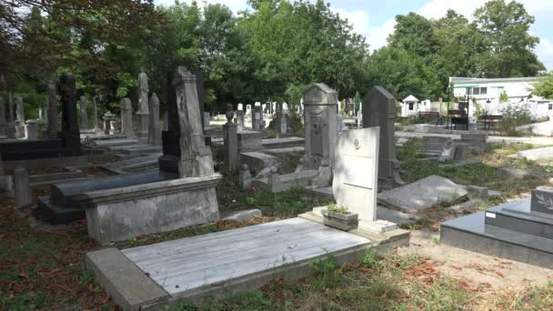 Destroyed the graves at the Jewish cemetery. Varna. Bulgaria. 4K. — Stock Video