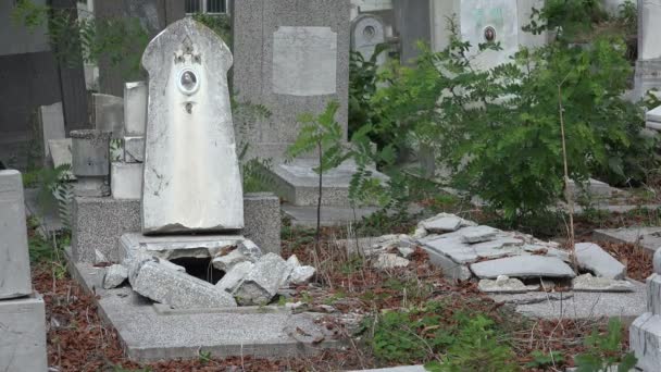 Förstörde gravarna på den judiska kyrkogården — Stockvideo
