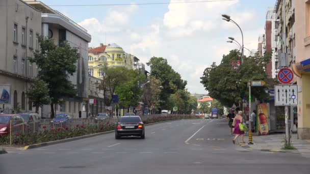 瓦尔纳。保加利亚。建筑物、 街道、 区。4 k. — 图库视频影像