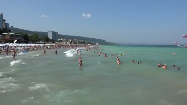 ブルガリアの黄金の砂のビーチ。ズラトニ Piasci。4 k. — ストック動画