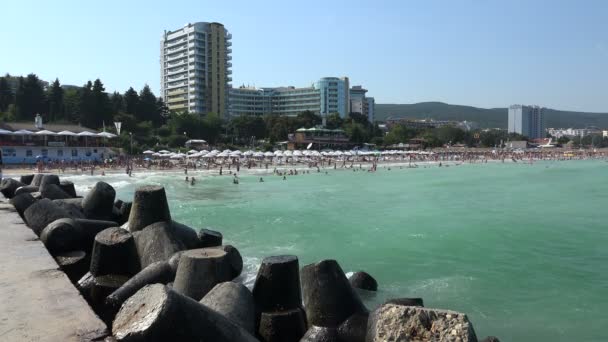 Gouden zand strand in Bulgarije. Zlatni Piasci. 4k. — Stockvideo