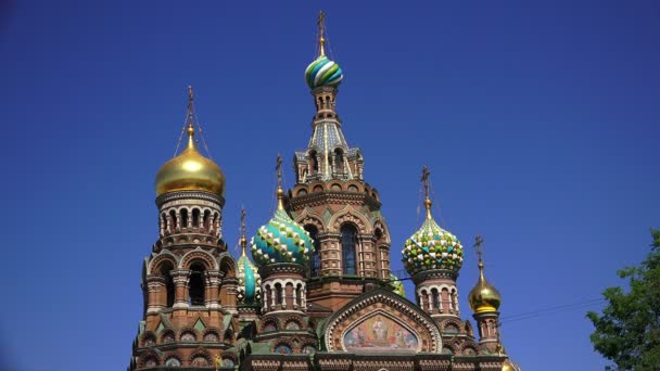 Iglesia del Salvador de la Sangre en San Petersburgo. 4K . — Vídeo de stock