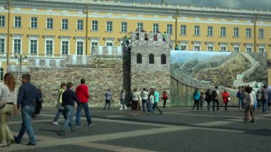 Büyük Saray Meydanı duvardaki modeli. Saint-Petersburg. 4k.