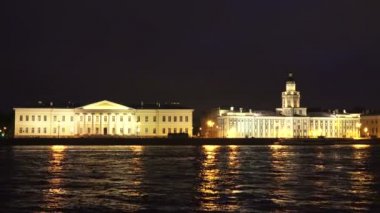 Kunstkamera. Antropoloji ve St Petersburg Etnografya Müzesi. Night.4K.
