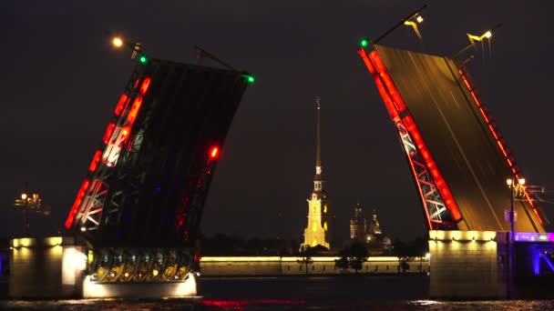 Puente levadizo del palacio. San Petersburgo. 4K . — Vídeo de stock